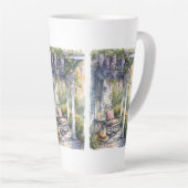 Wisteria Porch schommelstoel scene Latte Mok (Rechterhoek)
