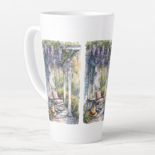 Wisteria Porch schommelstoel scene Latte Mok (Linkerhoek)