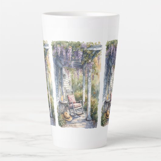Wisteria Porch schommelstoel scene Latte Mok (Voorkant)