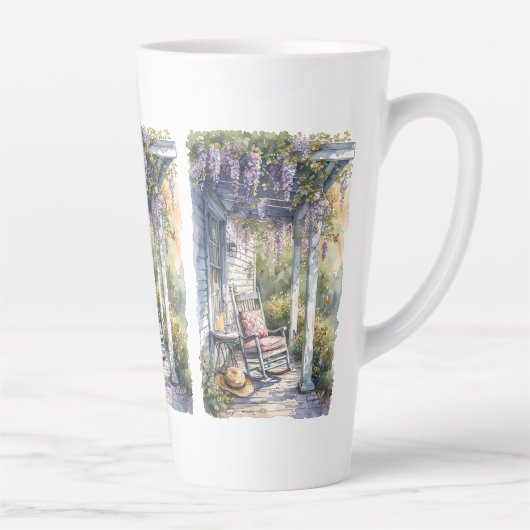 Wisteria Porch schommelstoel scene Latte Mok (Rechts)
