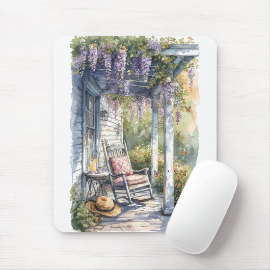 Wisteria Porch schommelstoel scene Muismat (Met muis)