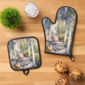 Wisteria Porch schommelstoel scene Ovenwant & Pannenlap Set (Top down)