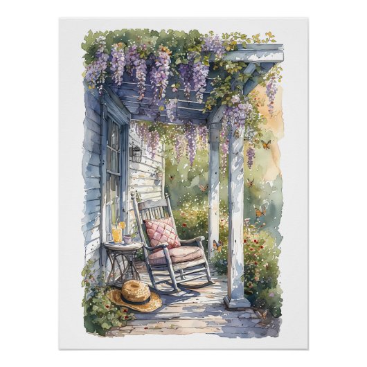 Wisteria Porch schommelstoel scene Perfect Poster (Voorkant)