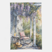 Wisteria Porch schommelstoel scene Theedoek (Verticaal)