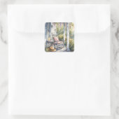 Wisteria Porch schommelstoel scene Vierkante Sticker (Tas)