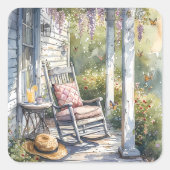 Wisteria Porch schommelstoel scene Vierkante Sticker (Voorkant)