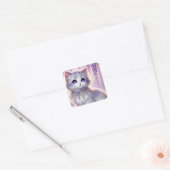 Wisteria Princess Cat Sluiten Vierkante Sticker (Envelop)