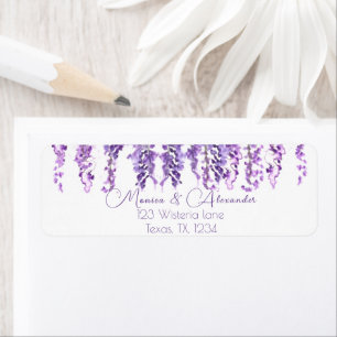 Wisteria Purple Flowers Elegant retouradres Etiket