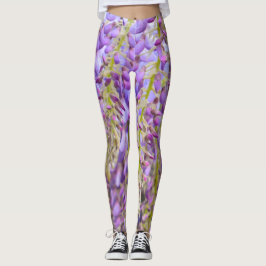 Wisteria Purple Flowers French Floral Petals Leggings