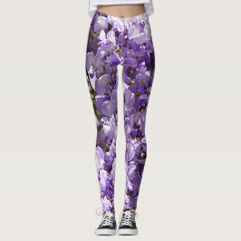Wisteria Purple Flowers French Floral Petals Leggings