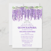 Wisteria Quinceanera Paarse Bloemen 15e Verjaardag Kaart (Voorkant)