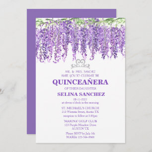 Wisteria Quinceanera Paarse Bloemen 15e Verjaardag Kaart