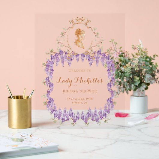 Wisteria Regal Bloemige Bruiloft Feest  Acryl Bord (Huwelijk)