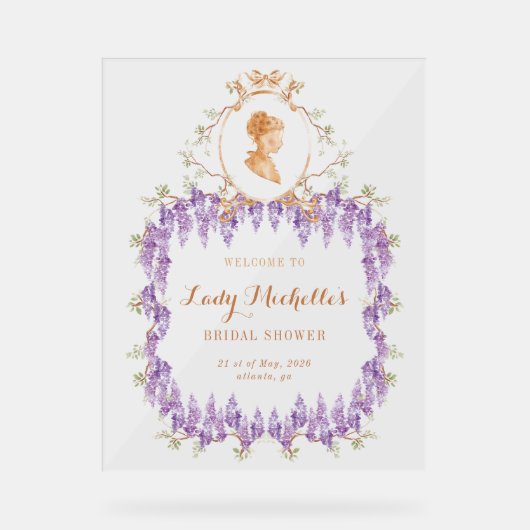 Wisteria Regal Floral Vrijgezellenfeest Acryl Bord (Voorkant)