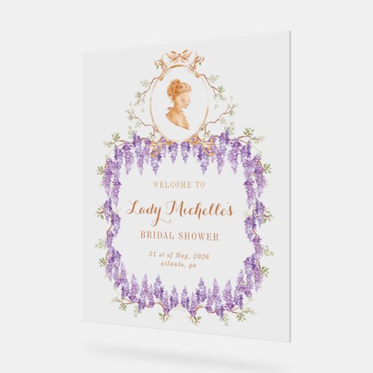 Wisteria Regal Floral Vrijgezellenfeest Acryl Bord (Hoek)