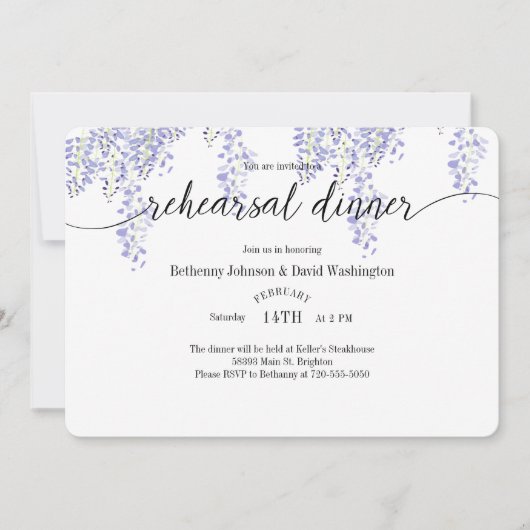 Wisteria Rehearsal Dinner Invitation Kaart (Voorkant)