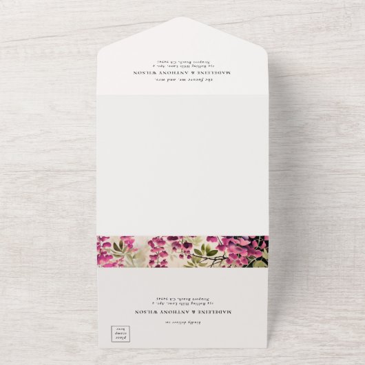 Wisteria Romantische Tuin Party Elegant Bruiloft All In One Uitnodiging (Buitenkant)