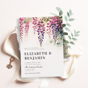 Wisteria Romantische Tuin Party Roze Paarse Bruilo Kaart