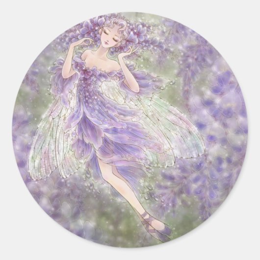 Wisteria Ronde Sticker (Voorkant)