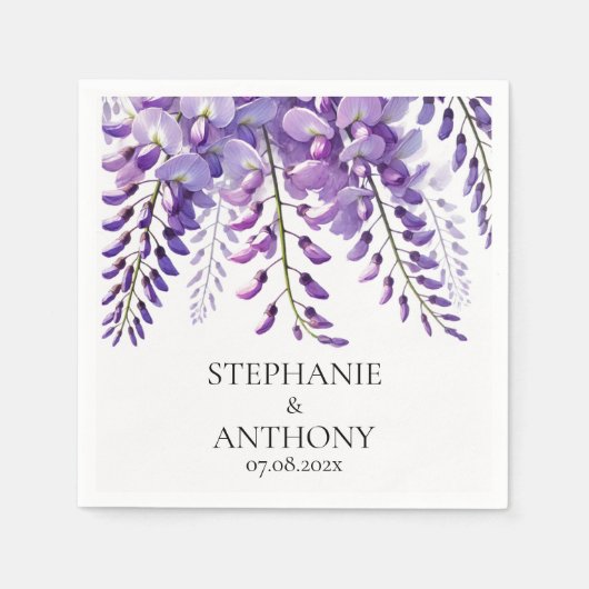 Wisteria Rustic Purple Floral Elegant Wedding Servet (Voorkant)