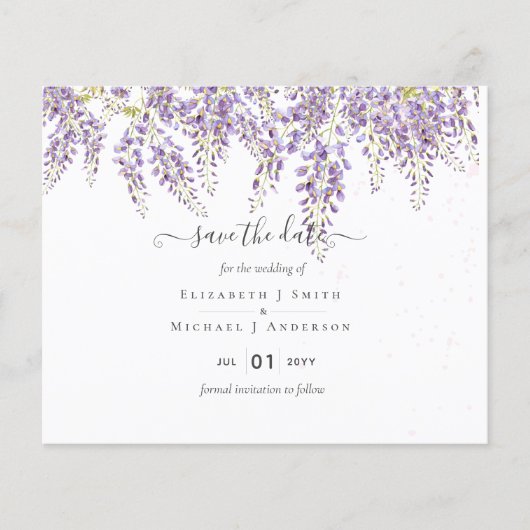 Wisteria Save Dates Dusty Blue WeddenGET (Voorkant)