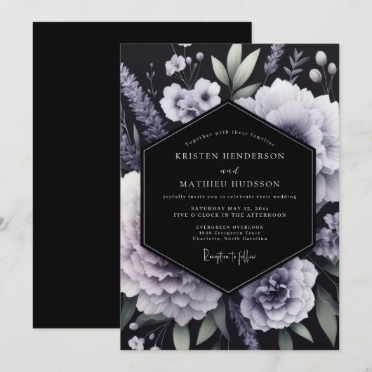 Wisteria Somber Flora Wedding Kaart (Voorkant / Achterkant)