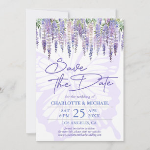 Wisteria Summer Garden Wedding Save the Date Kaart