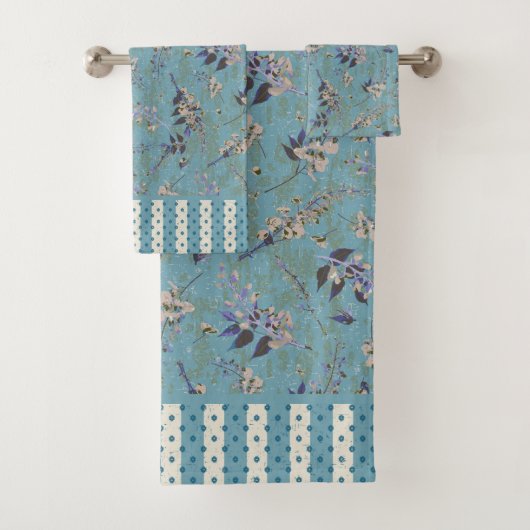  Wisteria Tossed Flowers Bath Towel Set Bad Handdoek (Insitu)