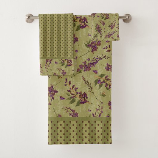 Wisteria Tossed Flowers Bath Towel Set Bad Handdoek (Insitu)