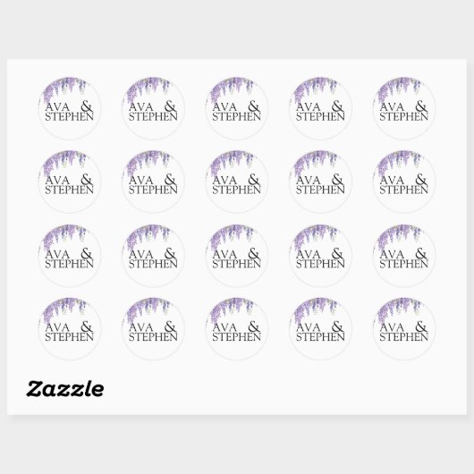 Wisteria Tree Bruiloft Ronde Sticker (Vel)