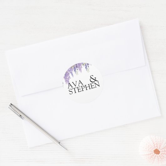 Wisteria Tree Bruiloft Ronde Sticker (Envelop)