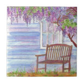 Wisteria Tree Garden Bench House Window Tegeltje (Voorkant)