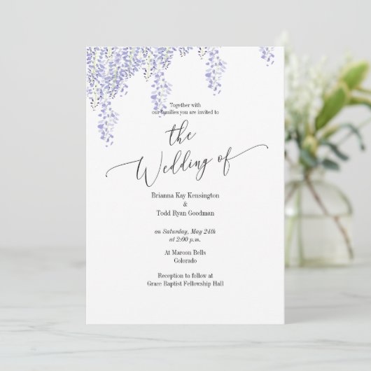 Wisteria Trouw Uitnodiging (Staand voorkant)