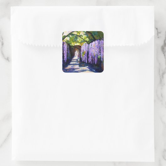 Wisteria-tunnel Vierkante Sticker (Tas)
