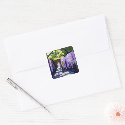 Wisteria-tunnel Vierkante Sticker (Envelop)