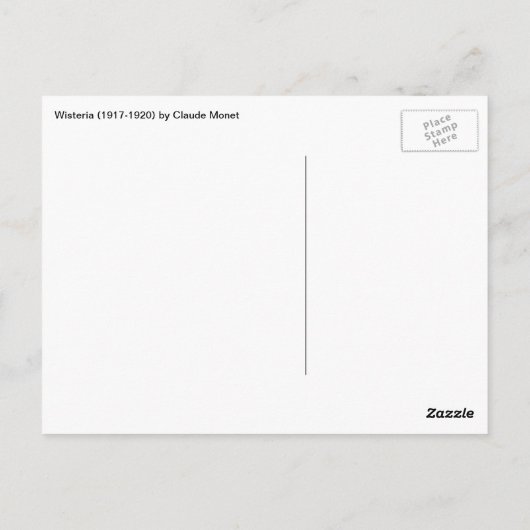 Wisteria van Claude Monet, bedankt Briefkaart (Achterkant)