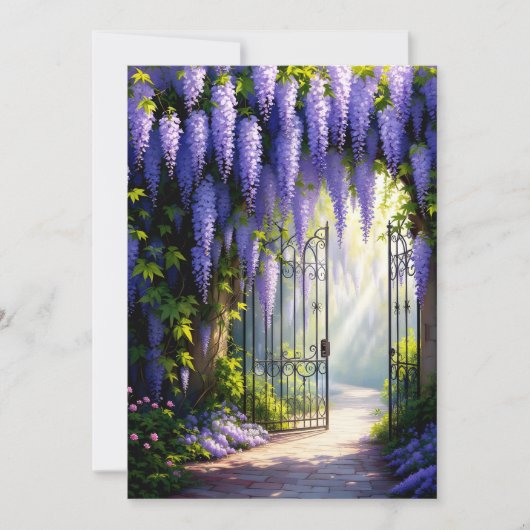 Wisteria vine on nostalgic, victorian garden gate  kaart (Voorkant)
