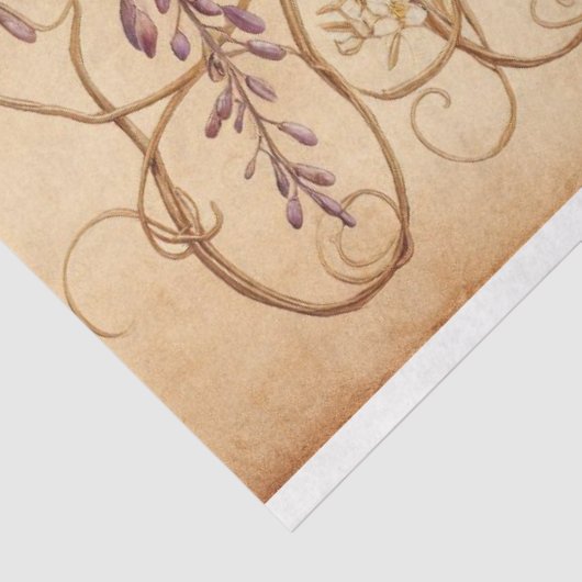 Wisteria Vine Purple Flowers Hummingbird Decoupage Tissuepapier (Detail)