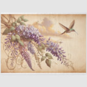 Wisteria Vine Purple Flowers Hummingbird Decoupage Tissuepapier (Voorkant)