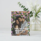 Wisteria Vines Bloemen Aangepaste Foto Bruiloft Aankondigingskaart (Staand voorkant)