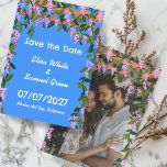 Wisteria Vines Bloemen Aangepaste Foto Bruiloft Save The Date<br><div class="desc">Perfect ontwerp voor een leuke save the date card! Hand gemaakte kunst voor u! VOLLEDIG ! Klik op "Personaliseren" hierboven om de tekst te bewerken en uw foto aan de achterkant toe te voegen. Klik op "bewerken met behulp van design tool" om de lettertypen, kleuren en plaatsingen aan te passen...</div>