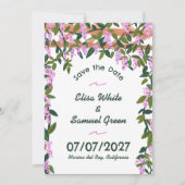 Wisteria Vines Bloemen Aangepaste Foto Bruiloft Save The Date (Voorkant)