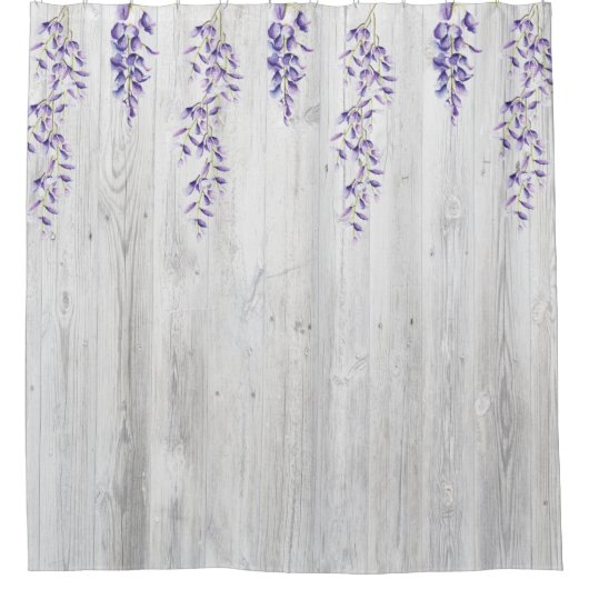Wisteria Vines op White Wood Fence Douchegordijn (Voorkant)