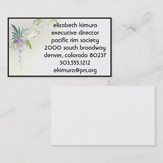  Wisteria Vogel Aziatische stijl Visitekaartjes (Voorkant / Achterkant)