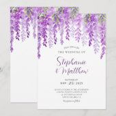 Wisteria Waterverf Paarse botanische bruiloft Kaart (Voorkant / Achterkant)
