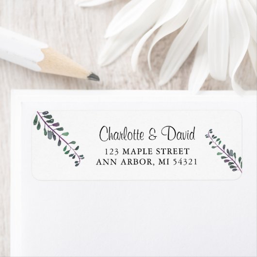Wisteria Waterverf Wedding Return Label (Insitu)