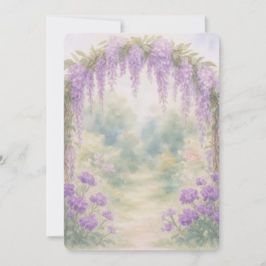 Wisteria Wedding Arch in een zomertuin Kaart (Achterkant)