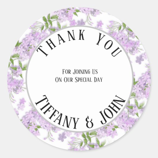 Wisteria Wedding Bedankt Ronde Sticker (Voorkant)