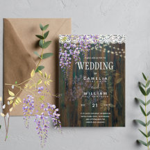 Wisteria Wedding Invitations Rustic Lace BUDGET