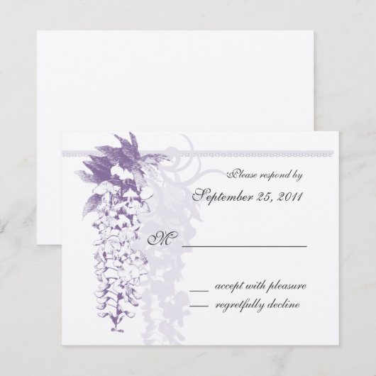 Wisteria Wedding / Reactie RSVP Kaartje (Voorkant / Achterkant)